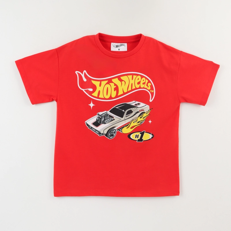 POLERA MANGA CORTA NIÑO ROJO LOGO HOT WHEELS