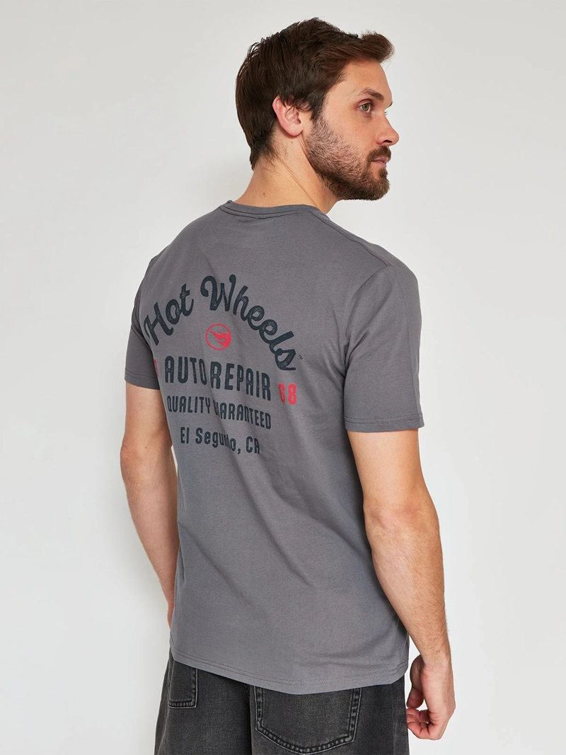 POLERA MANGA CORTA ALGODÓN HOMBRE INDEX GRIS HOT WHEELS