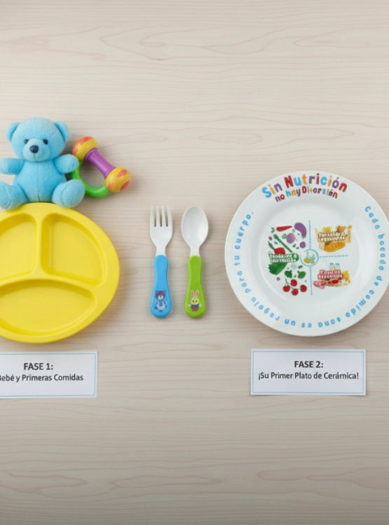PLATO TRANSICION INFANTIL UNISEX BLANCO DE CERAMICA PARA HABITOS ALIMENTARIOS - 8