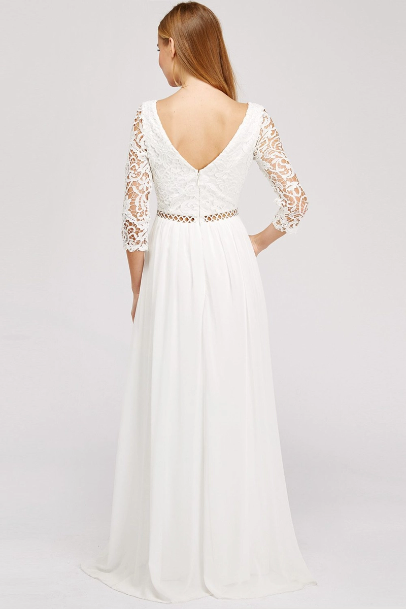 VESTIDO BLANCO MANGA LARGA ALTO ASTRAL NOVIA CIVIL - 2