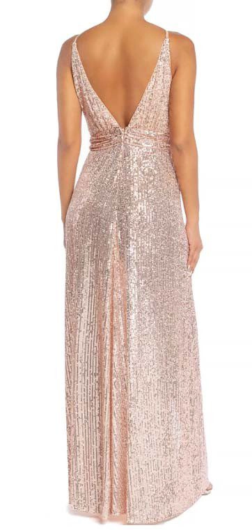 VESTIDO LARGO MUJER ALTO ASTRAL ROSE GOLD LENTEJUELAS FIESTA MATRIMONIO - 3