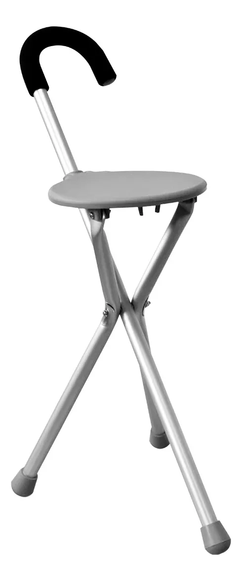 BASTÓN CON ASIENTO PLEGABLE VITALCARE COLOR GRIS - 1