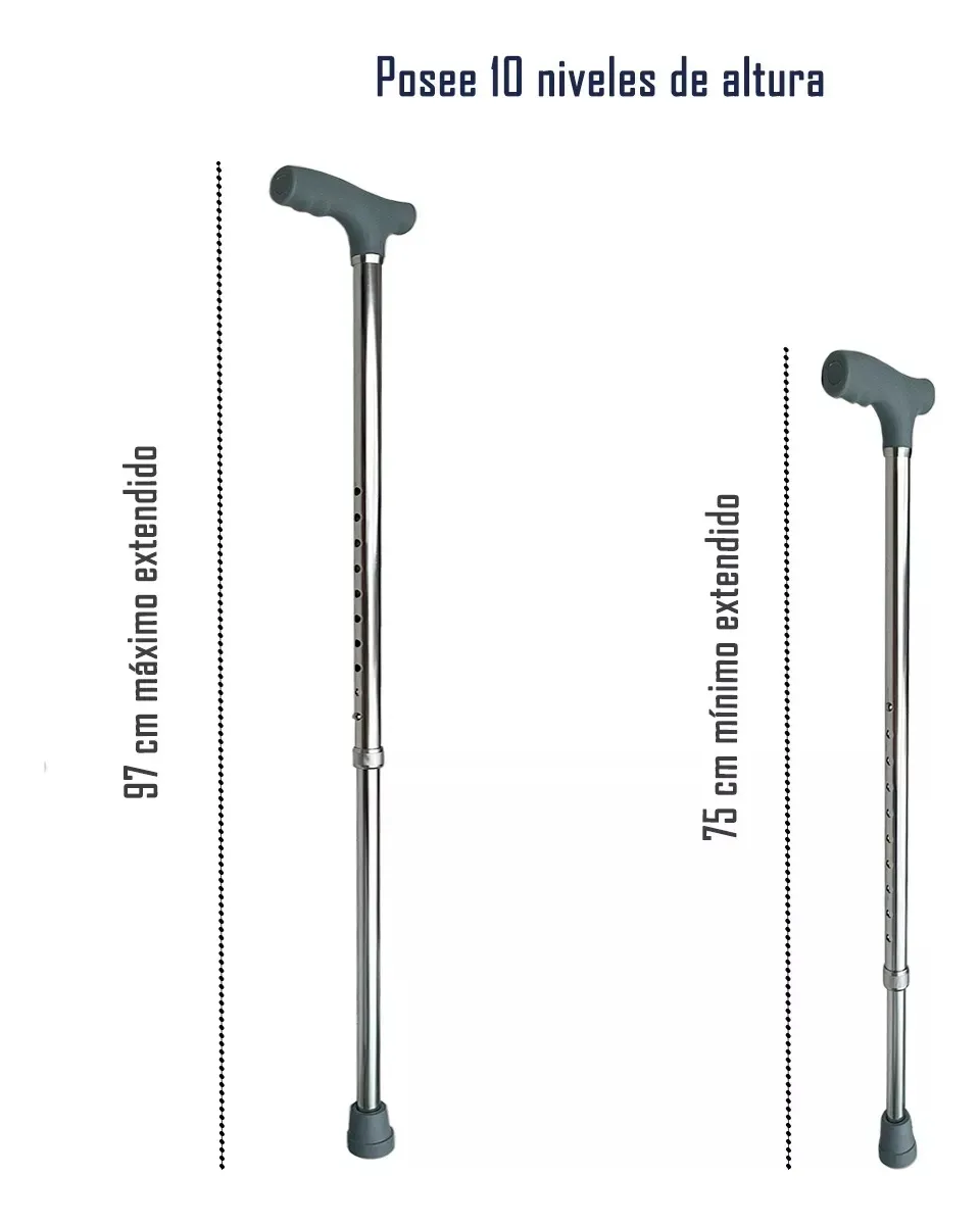 BASTÓN MULETA EN FORMA DE T LIVIANO REGULABLE 73-96CM - 3