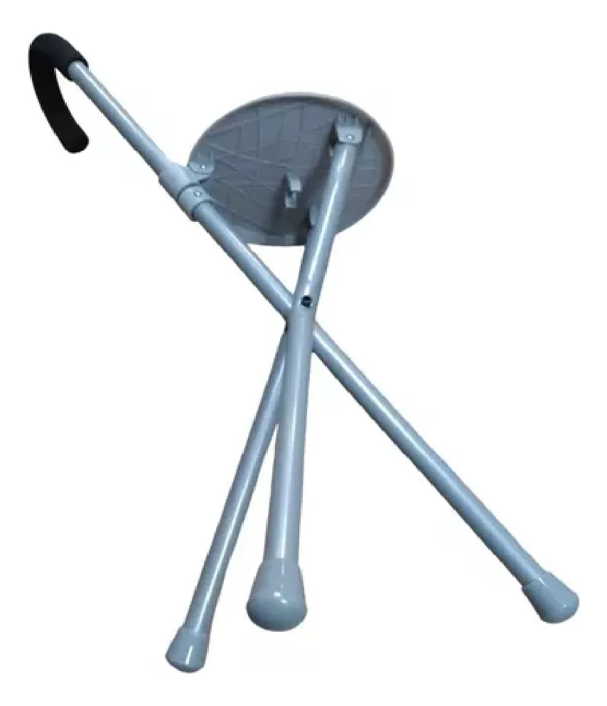 BASTÓN CON ASIENTO PLEGABLE ORTOPEDICO AJUSTABLE COLOR GRIS - 4
