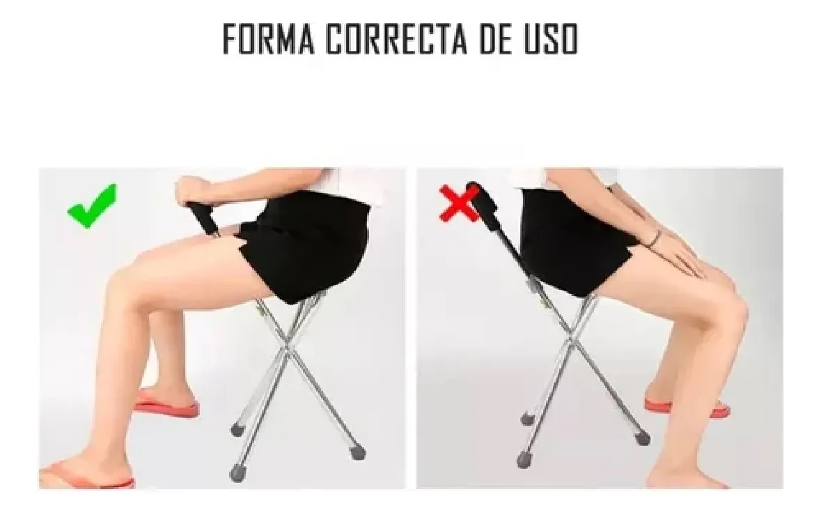 BASTÓN CON ASIENTO PLEGABLE ORTOPEDICO AJUSTABLE COLOR GRIS - 5