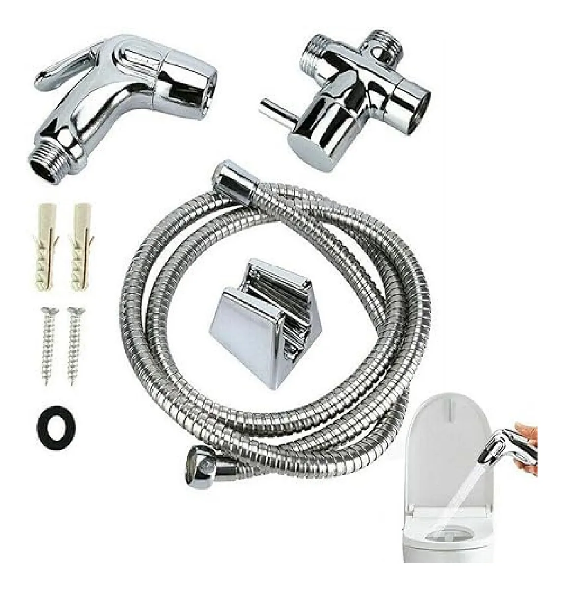 DUCHA BIDET KIT COMPLETO LLAVE INODORO WC TAUM 1 METRO - 3