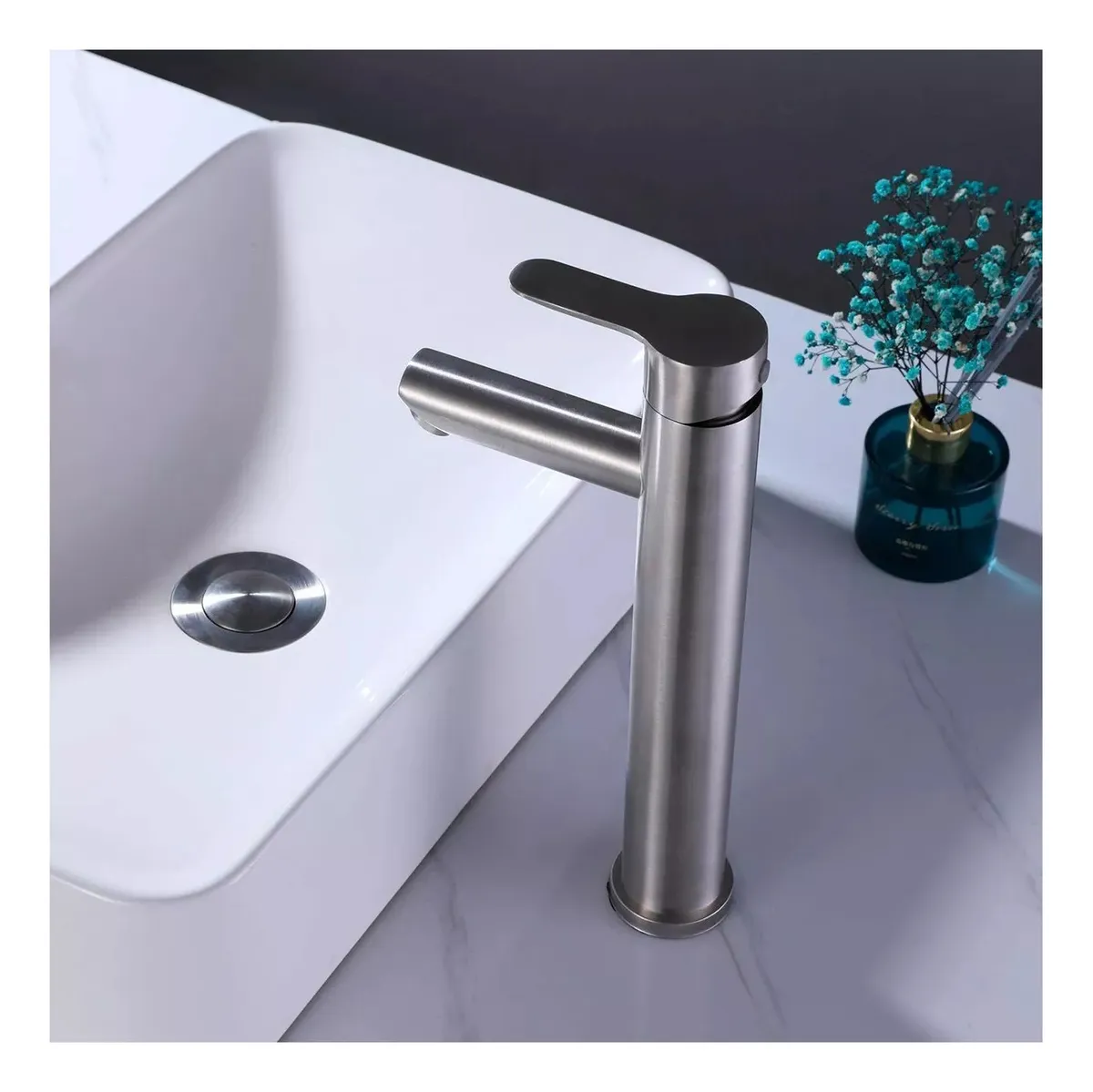 MONOMANDO LAVAMANOS ALTO MODERNO INOXIDABLE TAUMM 31CM - 3