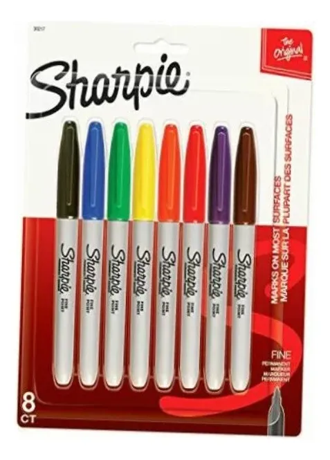 MARCADORES SHARPIE 8 COLORES PERMANENTE PUNTA FINA ESCOLAR - 2