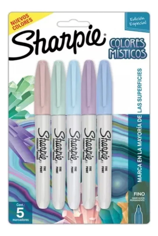 MARCADORES PERMANENTE PUNTA FINA SHARPIE X5 COLORES MISTICOS - 1