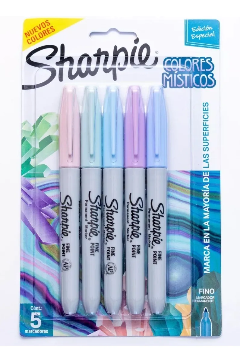 MARCADORES PERMANENTE PUNTA FINA SHARPIE X5 COLORES MISTICOS - 3