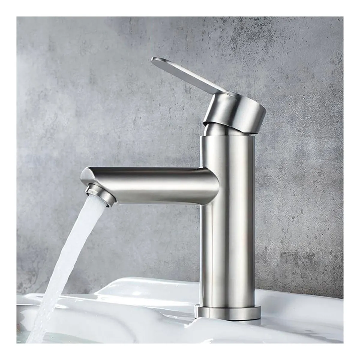 LLAVE MONOMANDO LAVATORIO LAVAMANOS MODERN PLATEADO CEPILLADO - 2