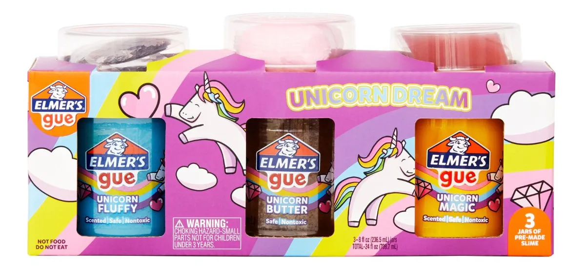 KIT SLIME UNICORNIO 3 UNIDADES 236ML CADA UNO ELMERS SLIME - 1