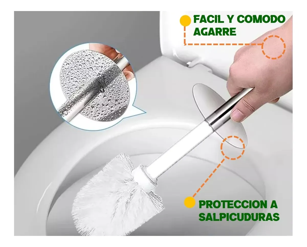 ESCOBILLA CEPILLO LIMPIA WC BAÑO ACERO INOXIDABLE TAUMM - 3