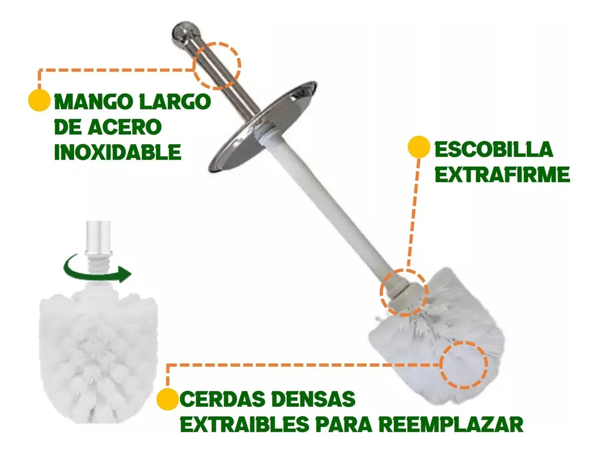 ESCOBILLA CEPILLO LIMPIA WC BAÑO ACERO INOXIDABLE TAUMM - 5