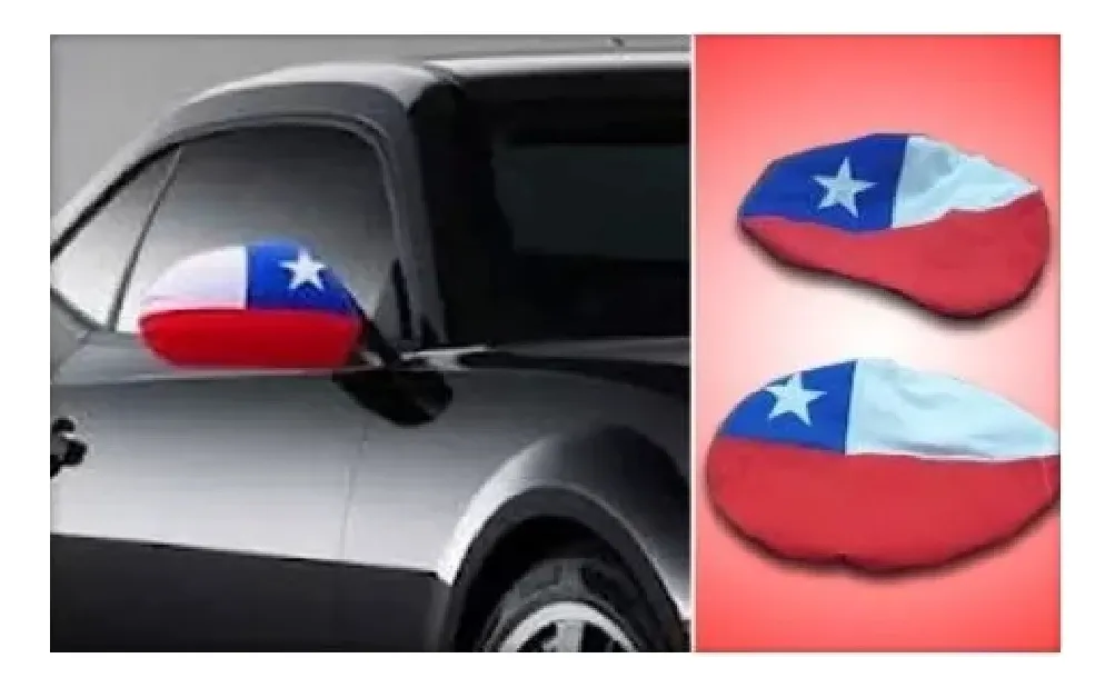 PACK 2 FUNDA PARA RETROVISOR DE AUTO FORRO BANDERA CHILE - 4