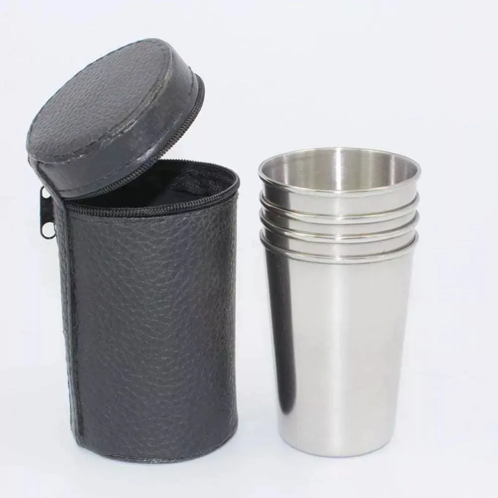 SET X4 DE VASOS ACERO INOXIDABLE DE CAMPING CAZA SET VASOS - 2