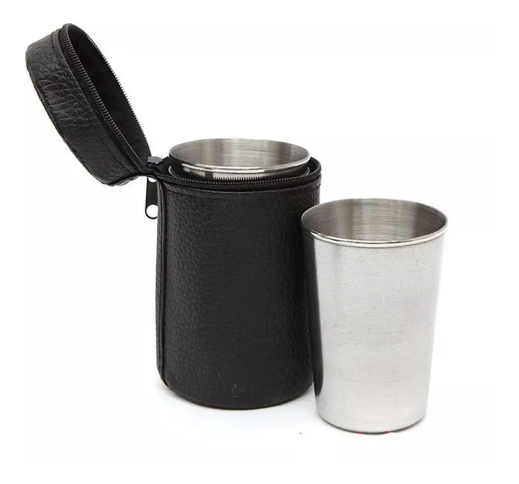 SET X4 DE VASOS ACERO INOXIDABLE DE CAMPING CAZA SET VASOS - 5