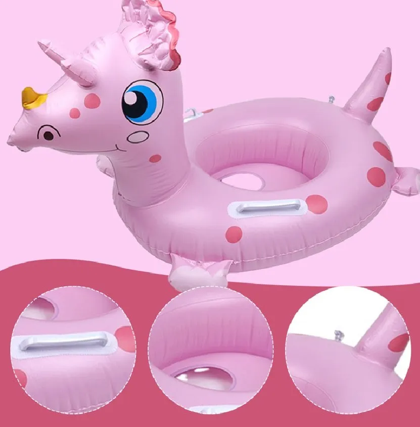 FLOTADOR INFLABLES SALVAVIDAS DINOSAURIO ROSA 70X50CM - 2