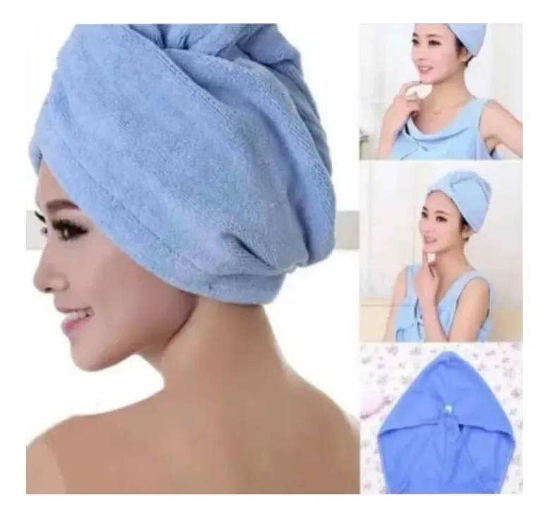 TOALLA PARA PELO TURBANTE MICROFIBRA PARA SECAR CABELLO CELESTE BIENOK - 2