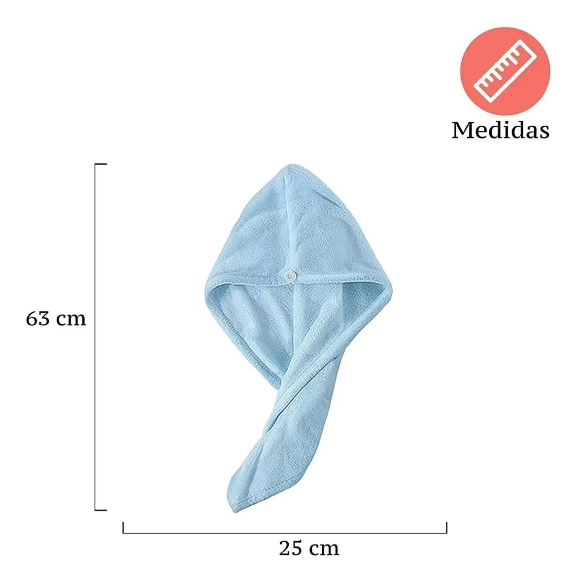 TOALLA PARA PELO TURBANTE MICROFIBRA PARA SECAR CABELLO CELESTE BIENOK - 4