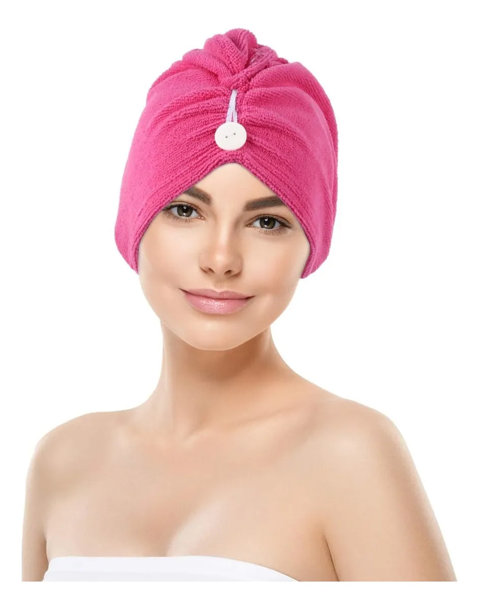 TOALLA PARA PELO TURBANTE MICROFIBRA PARA SECAR CABELLO ROSA - 2
