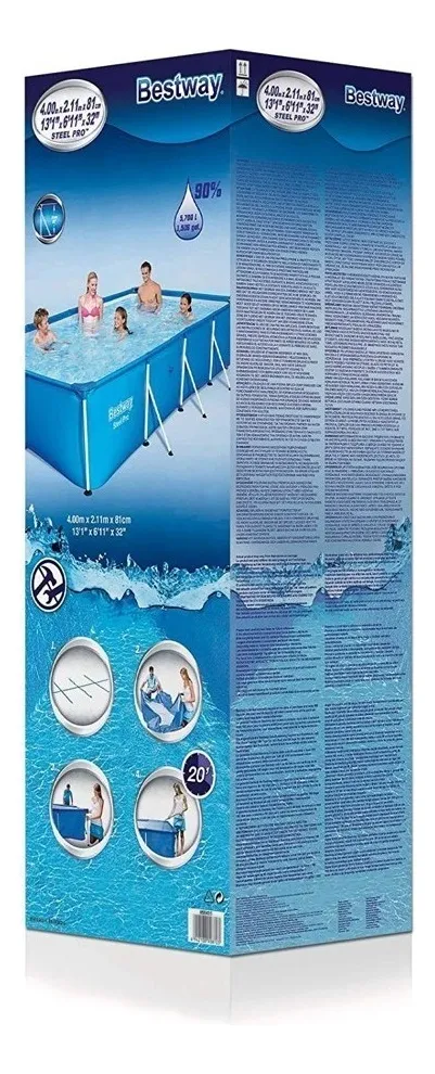 PISCINA ESTRUCTURAL RECTANGULAR BESTWAY 56405 CON CAPACIDAD DE 5700 LITROS DE 4M DE LARGO X 2.11M DE - 3