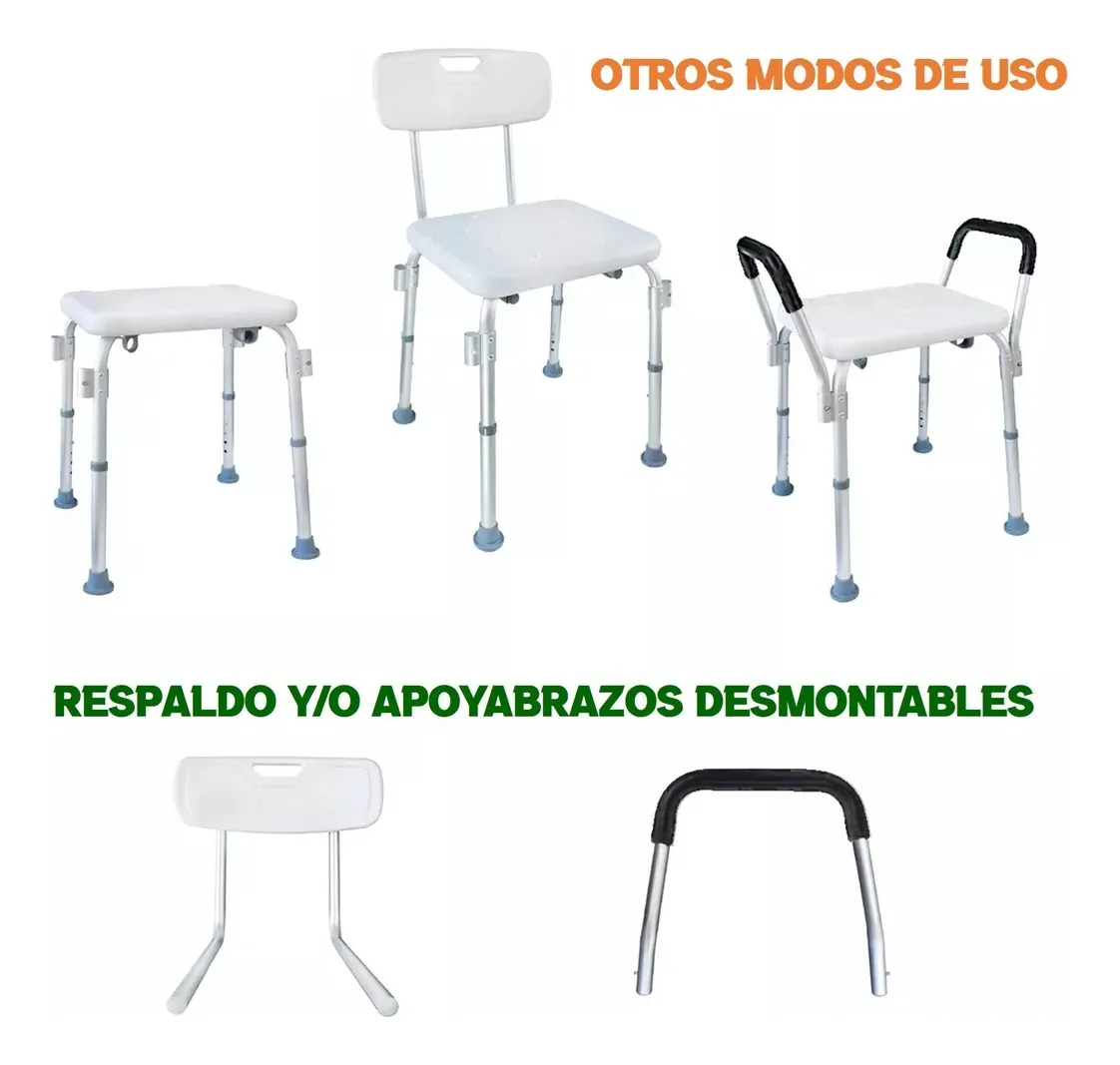 SILLA ASIENTO DUCHA SEGURIDAD CON RESPALDO APOYABRAZOS TAUMM - 2