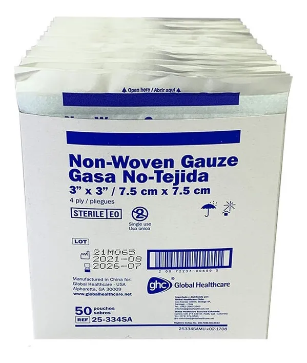 GASA ESTERIL APÓSITO CURACIÓN 7,5X7,5 CM CAJA X 100 UNIDADES - 1
