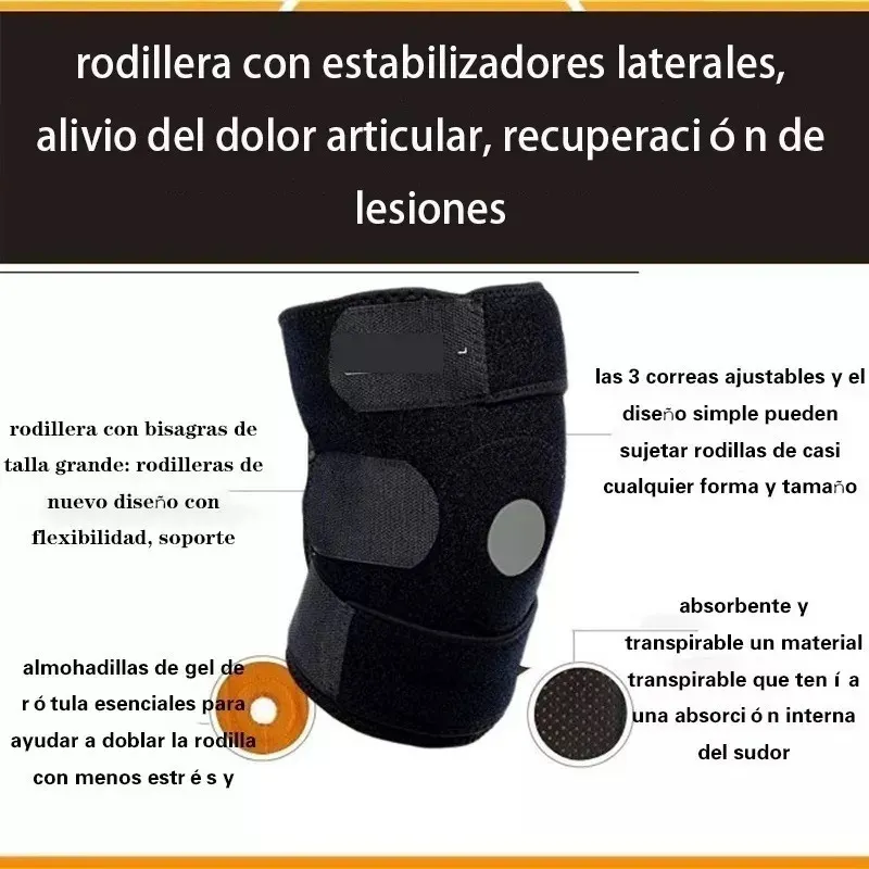 RODILLERA ESTABILIZADORA AJUSTABLE DEPORTIVA SOPORTE LATERAL - 4