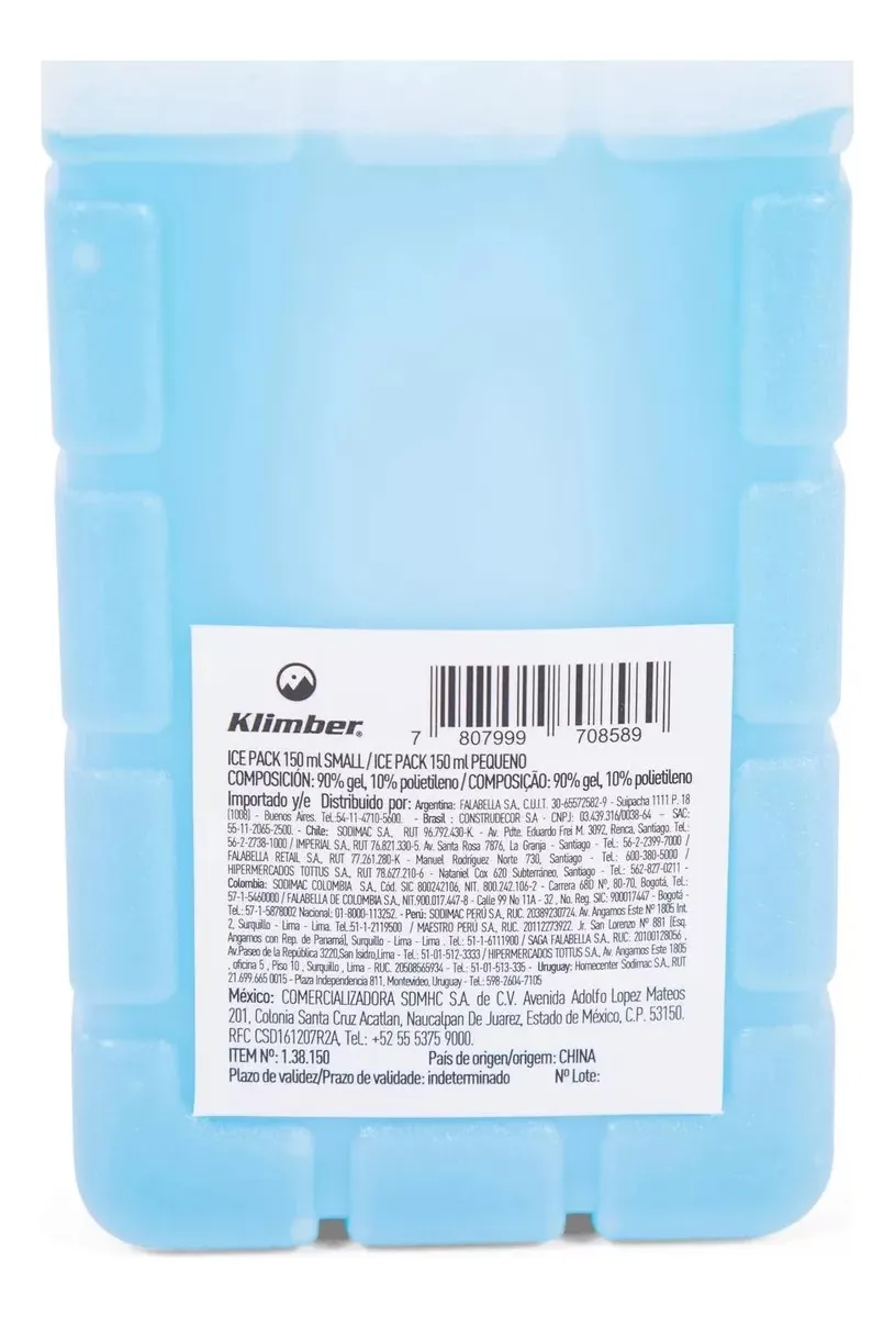 ICE PACK HIELO ARTIFICIAL GEL SMALL 150ML KLIMBER 2 UNIDADES - 3