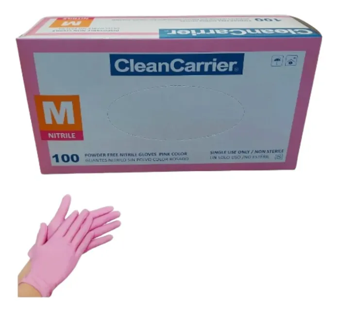 GUANTE NITRILO ROSADO TALLA M CLEAN CARRIER 100 UNIDADES - 2
