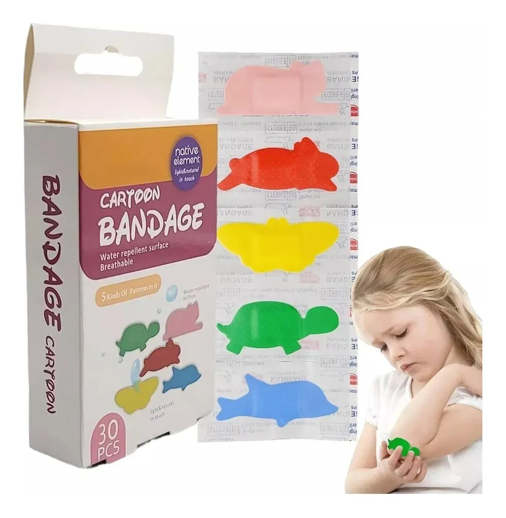 PACK 30 PARCHES CURITAS 5 FORMAS ANIMALES APRUEBA DE AGUA - 3
