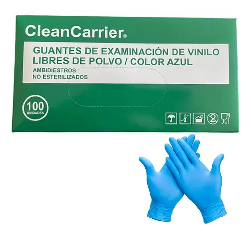 GUANTES VINILO AZUL CLEANCARRIER TALLA S CAJA X 100 UDS. - 2