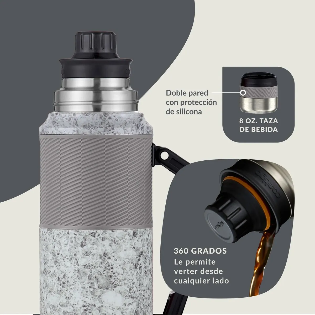 TERMO CONTIGO ACERO INOX 1182ML THERMALOCK PIZARRA MOTEADA - 4