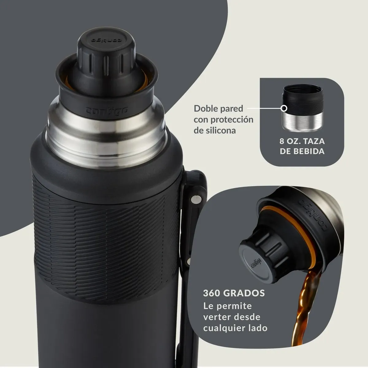 TERMO CONTIGO PLATEADO ACERO INOXIDABLE CAPACIDAD 1.1 LITROS - 4