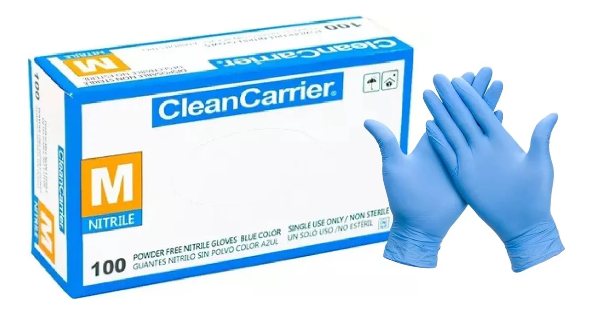 GUANTES NITRILO AZUL CLEANCARRIER TALLA M CAJA X 100 UNI - 1