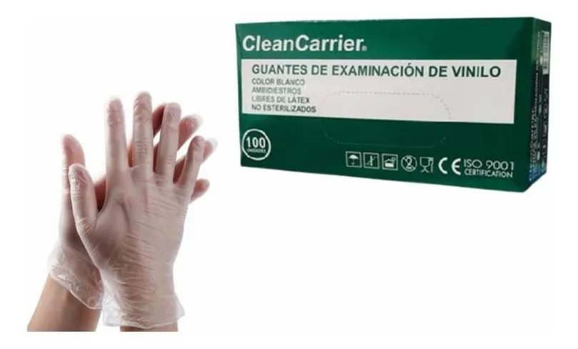 GUANTES VINILO TRANSPARENTE CLEANCARRIER TALLA S CAJA X100 - 1