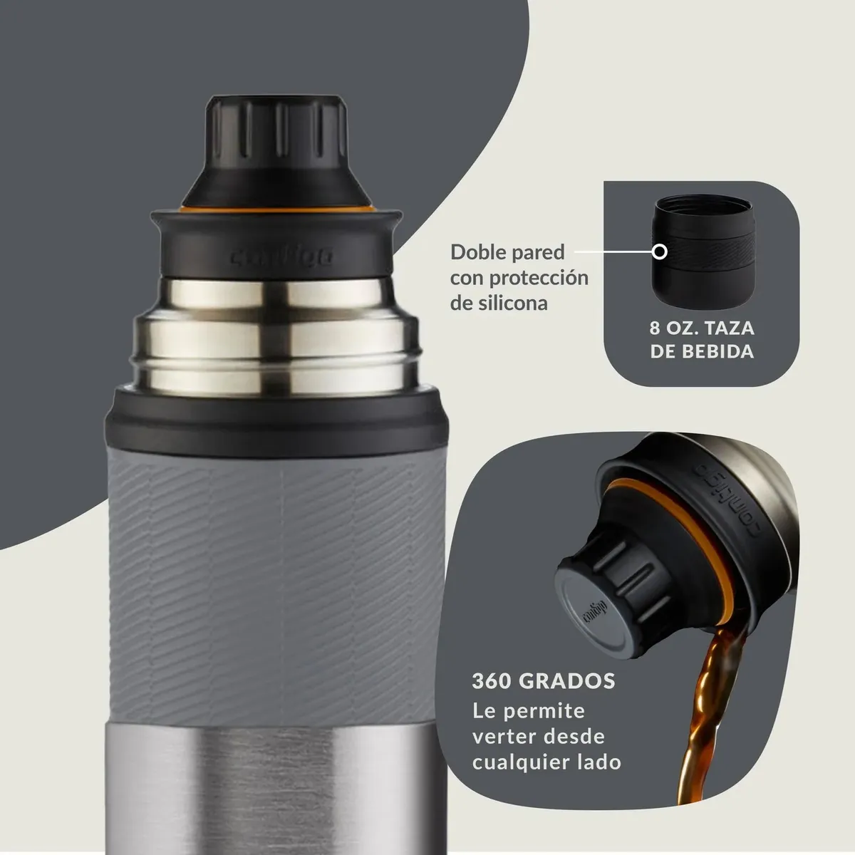 TERMO CONTIGO 739ML ACERO INOX THERMALOCK GRIS - 5