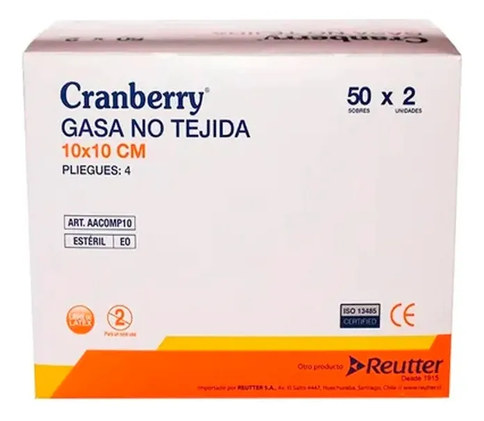 GASA ESTERIL 10X10 CM NO TEJIDA 50 UNIDADES - CRANBERRY - 2