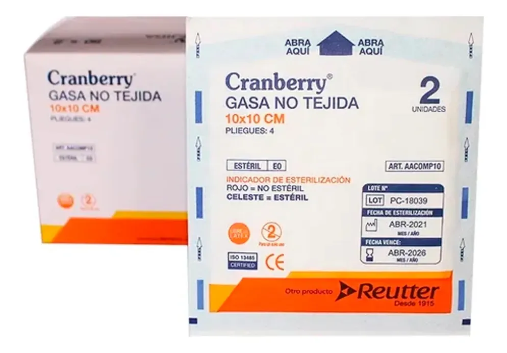 GASA ESTERIL 10X10 CM NO TEJIDA 50 UNIDADES - CRANBERRY - 4
