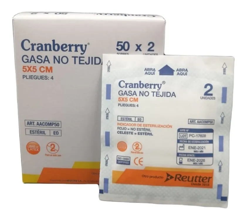 GASA ESTÉRIL 5X5- CAJA 50 SOBRES X 2 CRANBERRY - 2