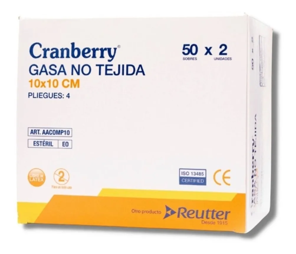 GASA ESTERIL 10X10 50 UNIDADES - CRANBERRY - 1