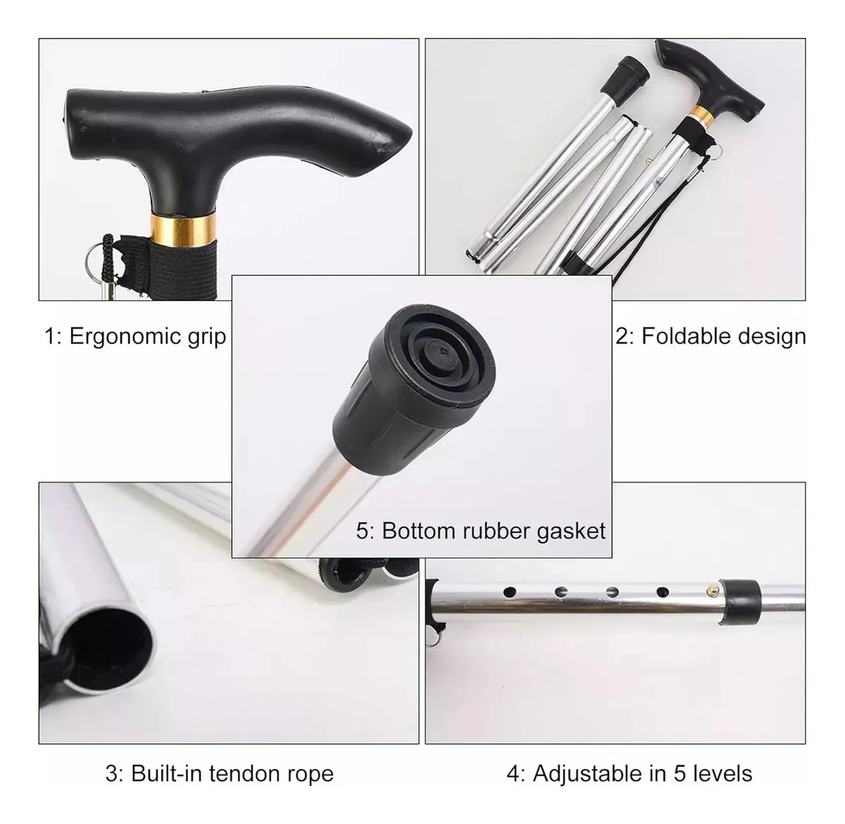 BASTON ORTOPEDICO PLEGABLE BASTON APOYO BASTON 85-95CM - 4