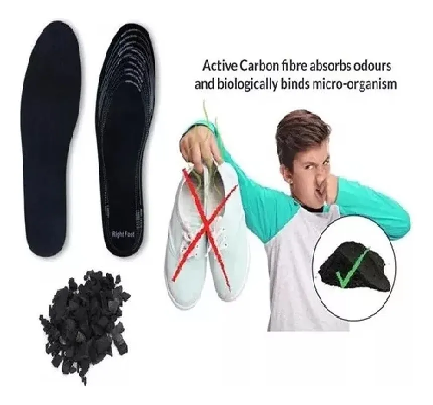 PAR PLANTILLAS CARBON ACTIVADO ANTIBACTERIALES TALLA 32 A 45 COLOR NEGRO TAMAÑO DE LA PLANTILLA 32-4 - 4