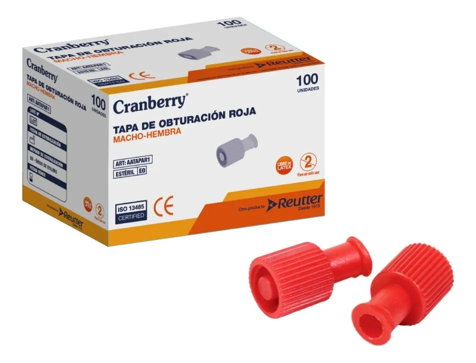 TAPA OBTURACIÓN ROJA MACHO-HEMBRA CRANBERRY CAJA X100 UNID - 1