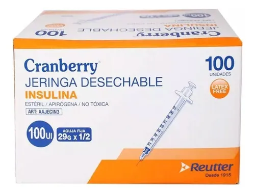 JERINGA DESECHABLE INSULINA CRANBERRY 29G X1/2 X100 UNIDADES - 1