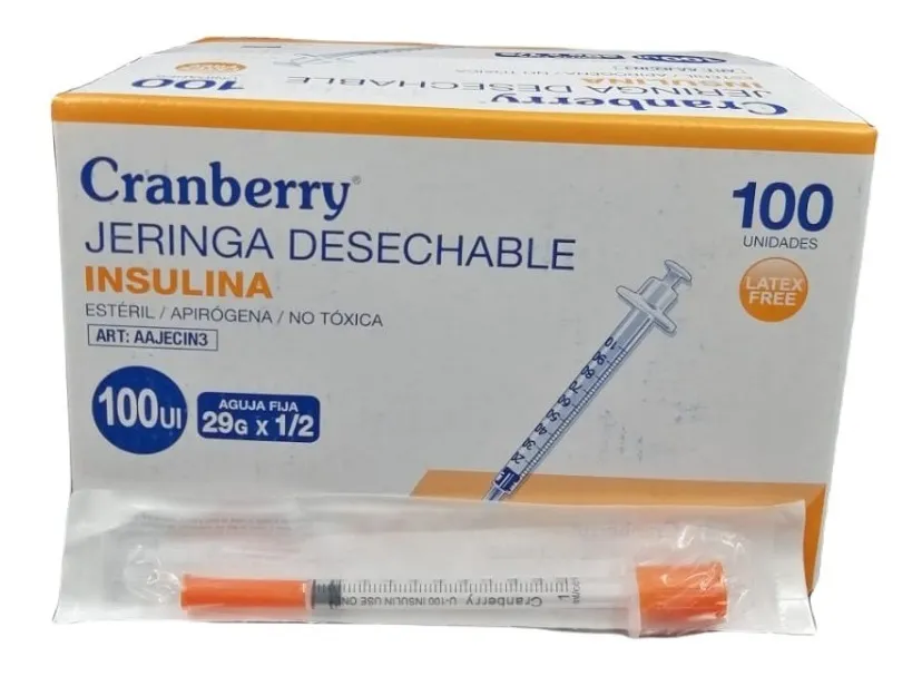 JERINGA DESECHABLE INSULINA CRANBERRY 29G X1/2 X100 UNIDADES - 3