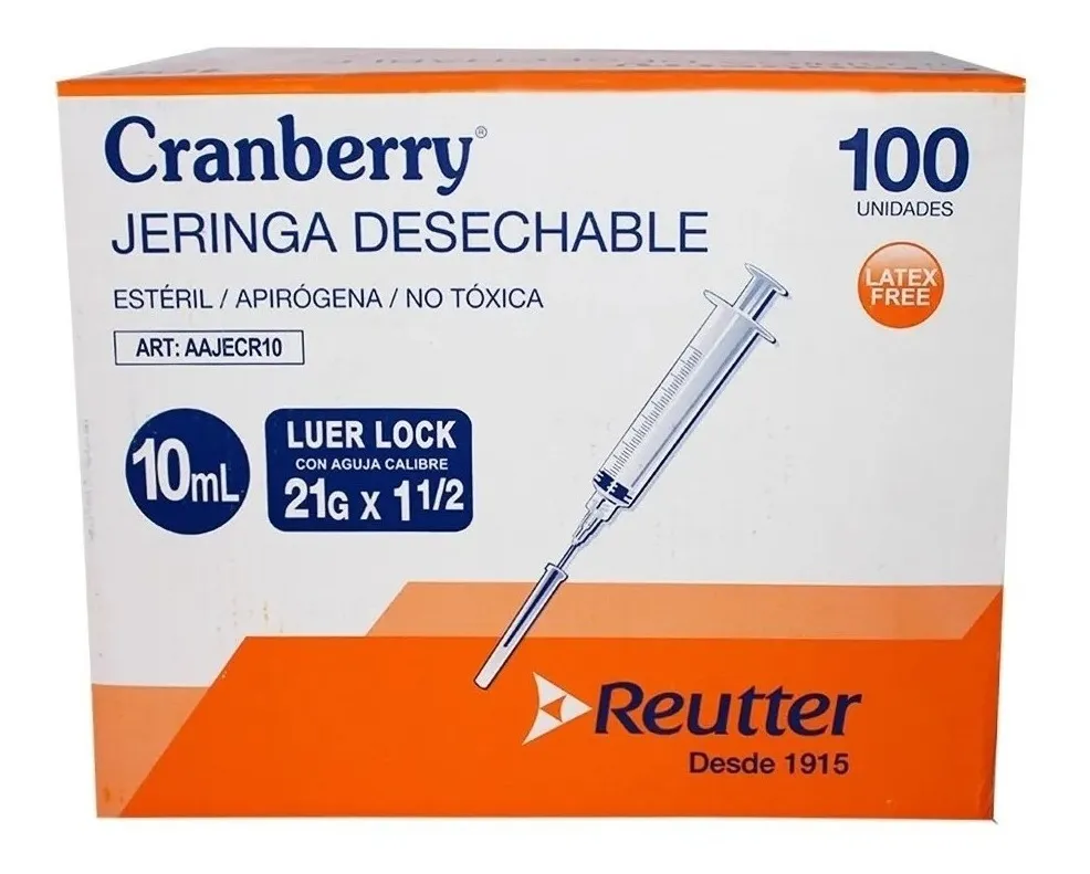 JERINGA DESECHABLE LUER LOCK 10CC 21G X 1 1/2 CAJA 100 UNID - 3