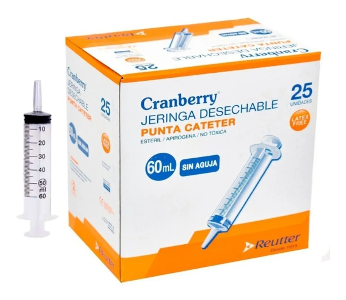 JERINGA DESECHABLE 60CC CON PUNTA CATÉTER 25 UN. CRANBERRY - 1