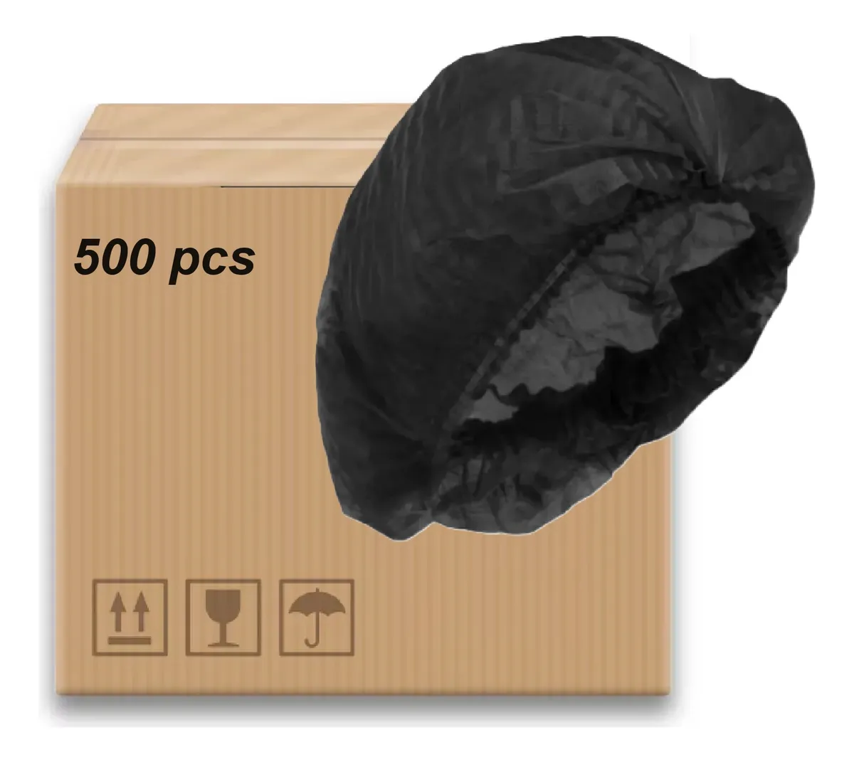 COFIA NEGRO 500 UNI GORRO CLIP DOBLE ELASTICO DESECHABLE - 1